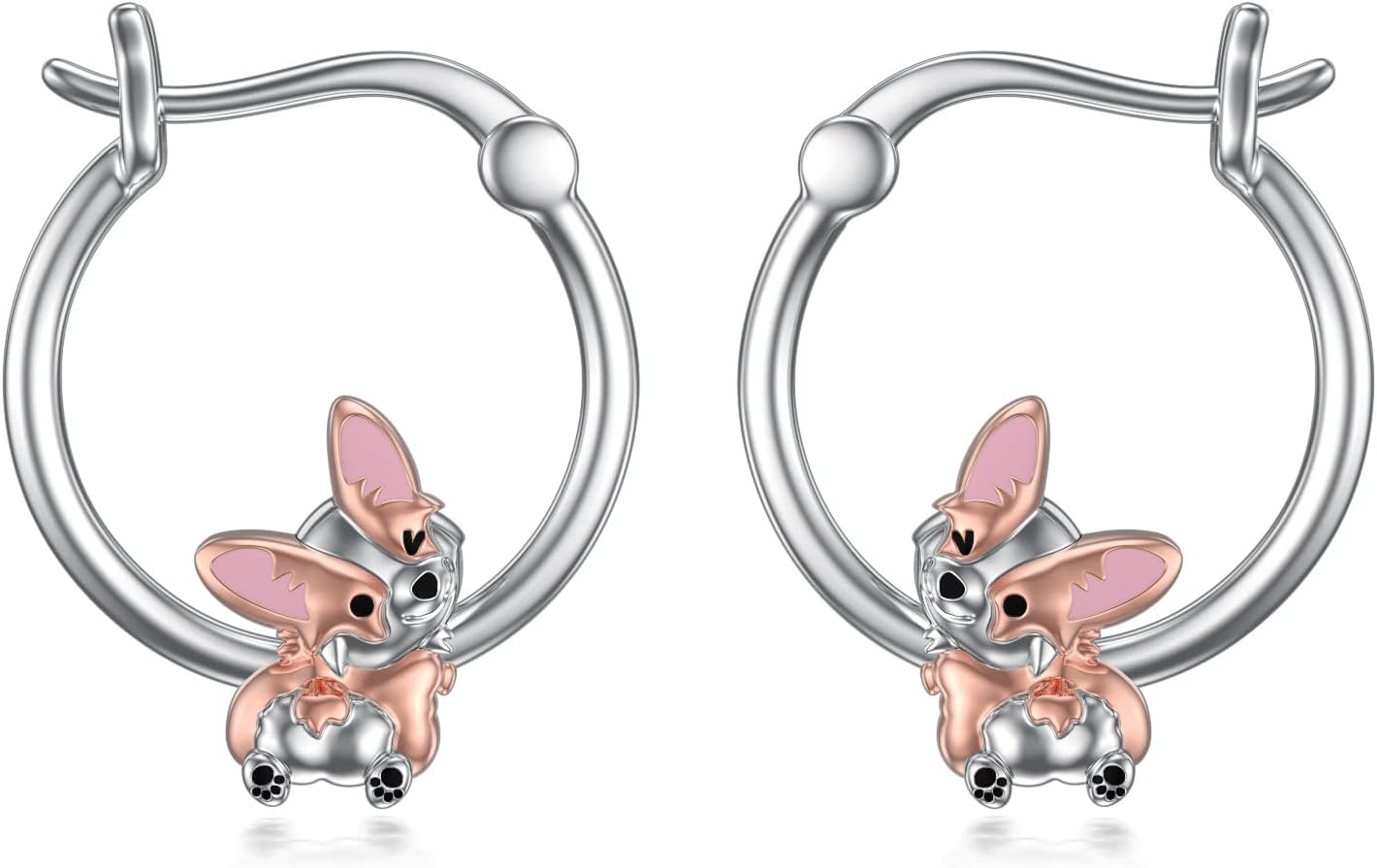 VONALA キュートなアニマルフープイヤリング 925スターリングシルバー